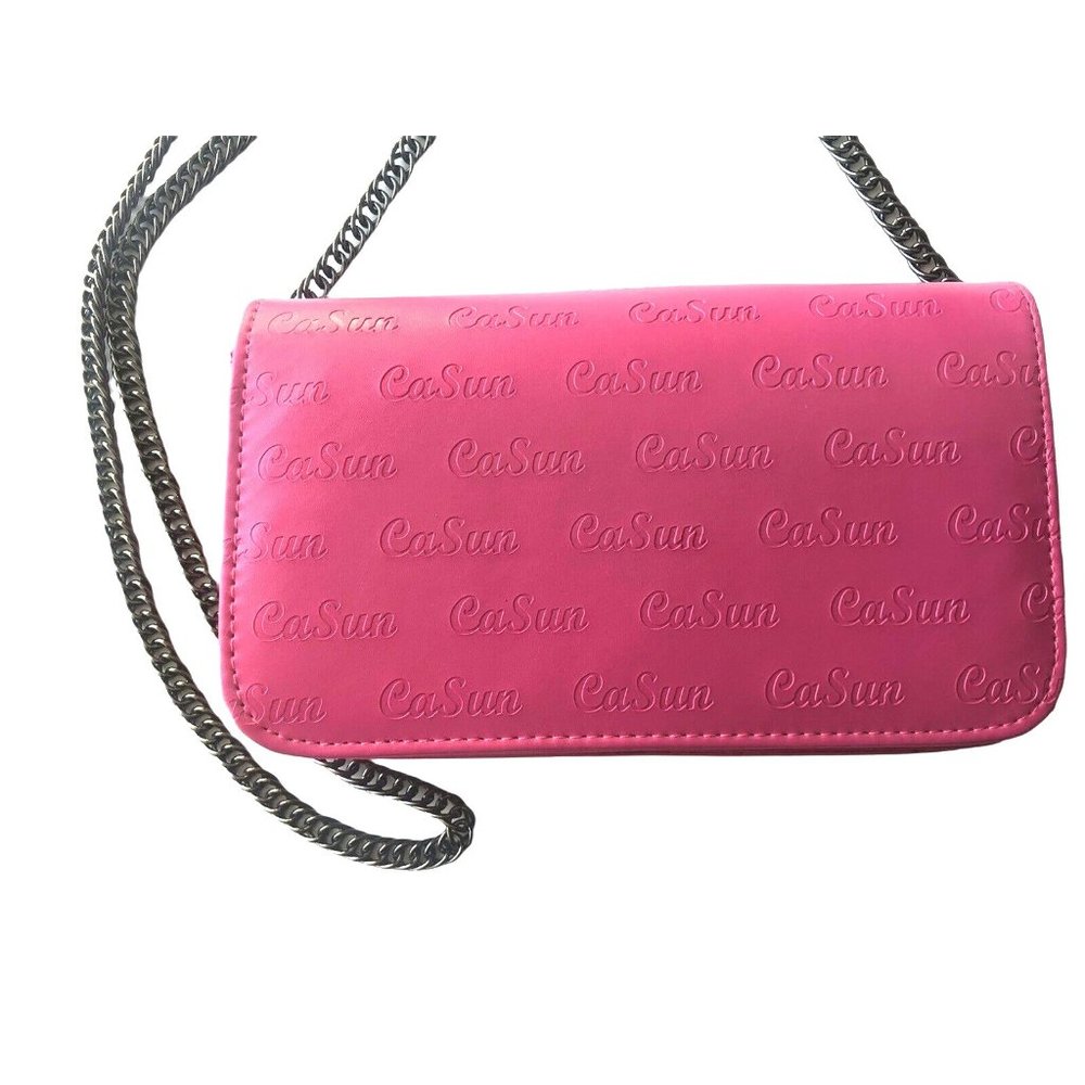 Cross body Handbag Chain Strap Zip Pocket Credit Card Holder Purse Pink Shoulder